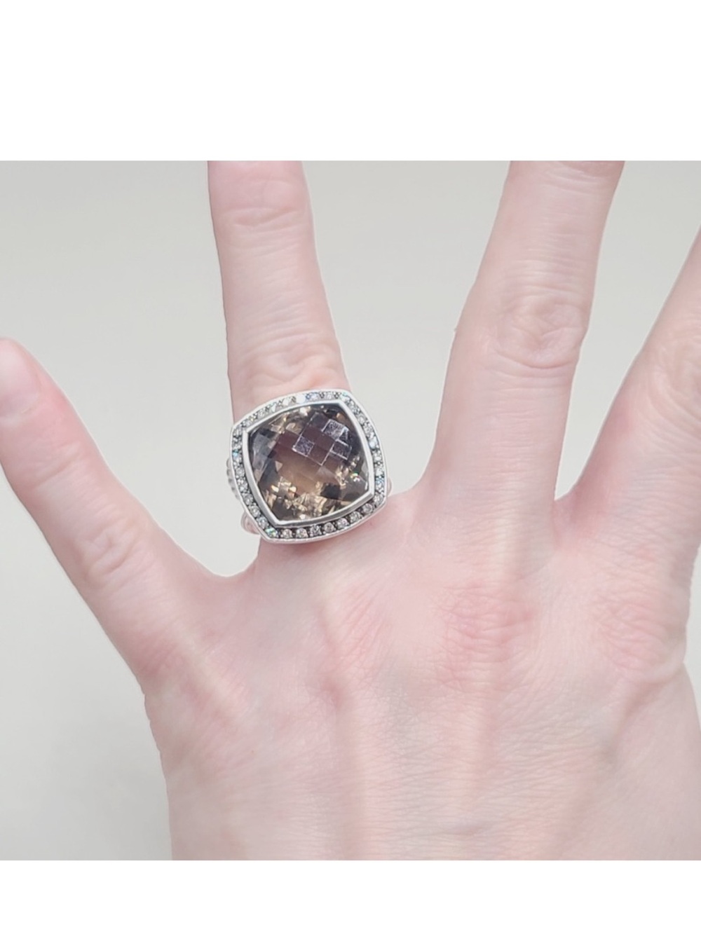 DAVID YURMAN ALBION MOONLIGHT ICE 17MM SMOKY QUARTZ DIAMOND RING SIZE 6 - Picture 13 of 16